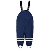 TinaDeer Unisex Kinder Regenlatzhose Regenhose wasserdichte Atmungsaktiv Regenbekleidung Matschhose Buddelhose mit Hosenträgern für Mädchen Jungen Outdoorhose Einteilige Jumpsuit (Dunkelblau, 116/L)