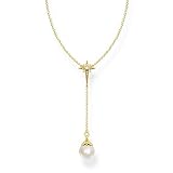 Thomas Sabo Damen Kette Perle mit Stern Gold 925 Sterlingsilber, 750 Gelbgold Vergoldung KE1986-445-14