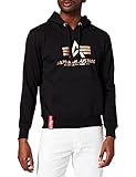 ALPHA INDUSTRIES Herren Basic Hoody Foil Print Sweatshirt, Schwarz/Gold, Larg