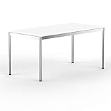 VERSEE system8x Design Schreibtisch - 180 x 80 cm - Weiss - Konferenztisch Metall-Gestell in Stahl/Chrom hochwertige Verarbeitung Dekor Kratzfest Höhenverstellbar von 75,5cm - 90