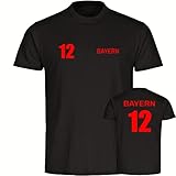 VIMAVERTRIEB® Herren T-Shirt Bayern - Trikot Nr. 12 - Druck:rot - Shirt Männer Fußball Fanartikel Fanshop - Größe:4XL schw