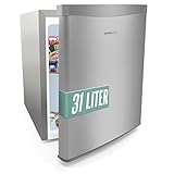 HEINRICHS Mini Gefrierschrank 31L klein kompakt leise:40db Gefrierbox wechselbarer Türanschlag mini Tiefkühltruhe bis zu -18°C,Tiefkühlschrank,perfekt geeignet für Büro Camping Garten Outdoor(Silver)