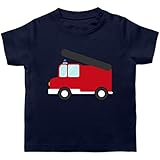 Feuerwehr Baby - Feuerwehr Auto - 6/12 Monate - Navy Blau - Baby Feuerwehr Kleidung - BZ02 - Baby T-S