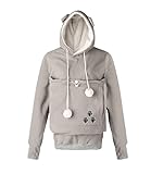 WBLTYKD Kapuzenpullover für Haustiere, große Tasche, Känguru-Sweatshirt, plus Samt, für kleine Tiere, Damen, Grau, Größe 3XL