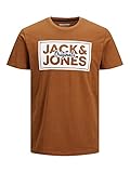 JACK & JONES Mens JORTAPES Tee SS Crew Neck FST T-Shirt, Rubber/Fit:Standard, XXL