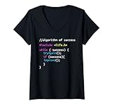 Damen Coding Erfolg Algorithmus Programmierer Coder Informatiker T-Shirt mit V