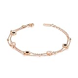 JUSTDANMING Mode-Armband Titanium Stahl Armband weibliche minimalistische Mode doppel Titanium Stahl schwarz und weiß Shell Armband versicherung Farbe Hand schmuck Mädchen (Color : Rose Gold)