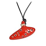 GPWDSN The Necklace Classic Mini Music Instrument Bright Glaze Keramik Schmuck Tolles Geschenk Holzbläser (Rot)