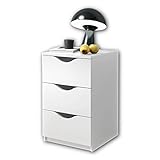 LUKI Nachttisch mit drei Schubladen in Weiß - Moderner Nachtschrank mit Stauraum für Ihr Boxspringbett - 40 x 64 x 42 cm (B/H/T)