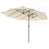 Nexos Doppelsonnenschirm XXL Sonnenschirm Creme mit Kurbel Oval Spannweite 4,65m Polyester 180g/m² Terrasse Marktschirm Riesenschirm Garten-S