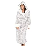 GUOJM Damen Bademantel Verlängerte Hoodies Kuscheliger Plüsch Warm Flanell Robe Winter Wrap Nachtwäsche Schal Nachthemd B