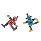 Sharplace 2 Stück Holzpuppe Roboter Actionfigur Puppe Kinder Kinderspielzeug Alter 3+