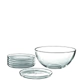 Leonardo Cucina Schalen-Set, spülmaschinengeeignete Glas-Teller und Salat-Schale, Ø 180 mm und Ø 255 mm, 5 teilig, 066331