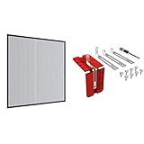 Windhager Insektenschutz Spannrahmenfenster Plus, Fliegengitter, anthrazit 40 x 150 cm, 04329 & Einhängefedern, Einhängewinkel, Montage für Insektenschutz, 5-35mm individuell anpassbar, 03651, Silb