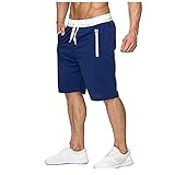 Sport Shorts Herren Sommer Kurze Hosen mit Taschen Kordel Atmungsaktive Trainingsbekleidung Sweatpants Einfarbige Sporthose mit Taschen Kordel Jogginghose S