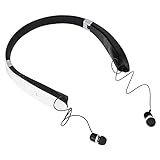 Okuyonic Kopfhörer, faltbar SX-991 Einzigartiges Teleskop-Ohrhörer-Design -Headset mit hängendem Nackendesign für Kopfhörerersatz für Handy(weiß und Schwarz)