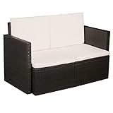 ZeoTioo Rattansessel Gartensofa 2-Sitzer-Sofa Sitzgruppe Möbel Lounge Poly Rattan Braun und Cremeweiß balkonstuhl garten möbel gartenloung