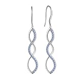 Aurora Tears Damen 925 Sterling Silber Ohringe Ohrhänger Spirale Design mit klein Lila Kristall DE0062H