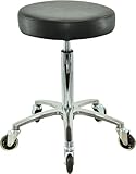 VAKON SALON - Premium Rollhocker höhenverstellbar von 55 bis 75 cm - Rundsitz - Drehhocker Arbeitshocker Praxishock