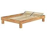 Erst-Holz® Französisches Bett Doppelbett 140x200 Buche geölt Futon mit Lattenrost 60.87-14 FV