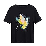 KGLHTYU Ukraine Tshirt Ukraine Peace T-Shirt Casual Regular Fit Shirt Lässig Sport Bluse Basic T-Shirt Damen Sommer Kurzarm Oberteile Damenshirt Jumper Top Sommer Kurzarm Ob