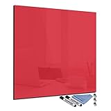 Glas-Magnettafel 30x30 cm Whiteboard Wand Beschreibbar Quadratisch Magnetisch Küche Office mit Zubehör Wochenplaner Abwischbar Deko Memoboard Tafel R