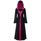 Darringls Damen Kleid Gothic Kleid T Shirt Kleid Hoodie Retro Vintage Steampunk Röcke Punk Kleid Lolita Langarm Mit Kapuze Halloween Cosplay Kostüm Fasching Fasnacht Karneval Party