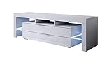 muebles bonitos – TV Möbel Modell Selma (160x53 cm) weiß mit RGB LED Beleuchtung