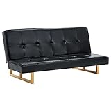 Yagosodee Schlafsofa InnenmöBel-Set Sofas & Couches Mit Verstellbaren Armlehnen Wohnzimmersofa Aus Kunstleder Schw