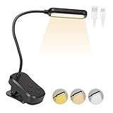 TRENZADO LED Buchlampe, Mini Leselampe mit 16 LEDS, 5 Helligkeitsstufen und 3 Farbmodi, USB Wiederaufladbar Leselampe im Bett, Leselampe Buch Klemme für Nacht Lesen, Bett, Camping und R