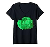 Damen Weißkohl Kohl Weißkraut Kopfkohl Gemüse Vegetarisch Vegan T-Shirt mit V