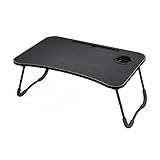 yue Großer Faltbarer Laptoptisch, Notebook-Laptop-Bett-Tablett-Tisch mit Tassenhalter und rutschfesten Beinen zum Essen, Lesen, Arbeiten auf dem Bett, Couch, Boden, Bü
