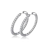 fohatu Volldiamant Creolen Ohrstecker 925 Sterling Silber Modeschliff Brillant übertreiben Diamant Ohrringe Exquisite Schmuck Geschenke Für Weihnachten,Silber,5