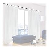Relaxdays Gardinen 2er Set, HxB: 225x140 cm, halbtransparente Vorhänge, Wohn- & Schlafzimmer, Schlaufengardinen, weiß