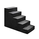 BOUTIQUE ZOO Hundetreppe 50 cm hoch | Katzentreppe Haustiertreppe | 5 Stufen | Hunde Katzen Haustier | für Bett und Auto | Trepp für kleine Hund | Samtstoff | Farbe: Velvet: Schw