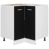 vidaXL Eckunterschrank 2 Regalböden Küchenschrank Küchenzeile Eckschrank Küchenmöbel Einbauküche Schrank Schwarz 75,5x75,5x80,5cm Spanp