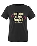 Comedy Shirts - Das Leben ist kein Ponyhof - Mädchen T-Shirt - Schwarz/Beige-Fuchsia Gr. 110/116