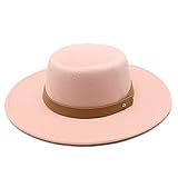 chenghuax Ring-förmiger flacher oberer großer Krempe Top-Hut Männer und Frauen konkav-konvexe top flache top woolen top (Color : Warm pink, Size : M)
