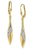 trendor Ohrringe Gold auf Silber Zirkonia eleganter Ohrschmuck für Damen, Ohrhänger aus vergoldetem Sterlingsilber, wunderschöne Geschenkidee für Frauen 39032