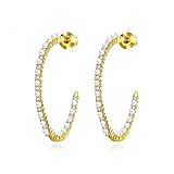 Beydodo Ohrringe Creole Modeschmuck, Damen Ohrringe Vergoldet Rund Perlen Zirkonia Ohrringe Nickelfrei für Mädchen Silb