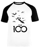 The 100 Unisex Baseball T-Shirt Kurze Ärmel Herren Damen Weiß Schw