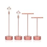 Schmuckständer Schmuckhalter Kettenhalter Ringhalter für Ringe, Ohrringe, Armbänder, Uhren und Accessoires (2 Stück Rose Gold Ohrringständer und 2 Stück Ringständer)