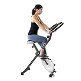 Fitness Bike, Heimtrainer Klappbar, Magnetische Faltbares Fitnessfahrrad mit 8 Widerstandsstufen, Fitness Bike für Zuhause Büro Indoorcycling Bikes mit Handpulsmessung, bis 120 kg