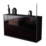 Stil.Zeit Kommode Sideboard - Aljoscha - Korpus anthrazit matt - Front Hochglanz Design Schwarz - (136x79x35cm) - Push to Open Technik & hochwertigen Leichtlaufschienen - Made in Germany