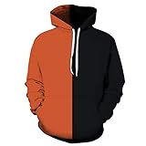 XHXJFGBKGroßzügiger Pullover mit Kapuze in Orange und Rot mit N