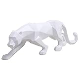 LONGWEI Leopard Skulptur Ornamente Skulptur Geometrische Harz Statue Wildlife Decor Geschenk