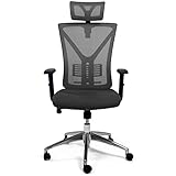 TPFLiving Premium XL Bürostuhl Zeus, ergonomischer Schreibtischstuhl | Inkl. verstellbare Lordosenstütze | Atmungsaktives Mesh-Material | Schwerlast Chefsessel | Belastbar bis 200 kg | Farbe: G