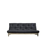 Karup Design Fresh | 3 sitzer Futon Schlafsofa im skandinavischen Stil, Natur Holz mit Dunkel Grau Matratze 140 x 200 | Kiefer, FSC Mix Zertifiziert Gestell: nordische, 90 x 140 x 200