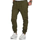 BIBOKAOKE Cargohose Herren Lang Arbeitshose Einfarbige Freizeithose Outdoor Fitness Sporthose Loose Fit Jogginghose Lässige Chino Hose Camping Wanderhose Tactical Hose Trousers Multi-Pock