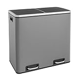 SVITA TM2X24 Treteimer 48 Liter Grau Abfalleimer Mülleimer Design Mülltrennung Papierkorb Küchen-Ordnung Trennsy